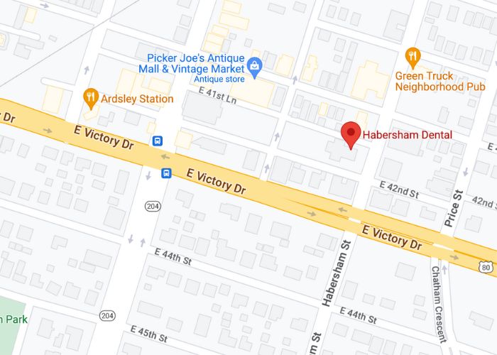 Google map showing location of Habersham Dental at Habersham