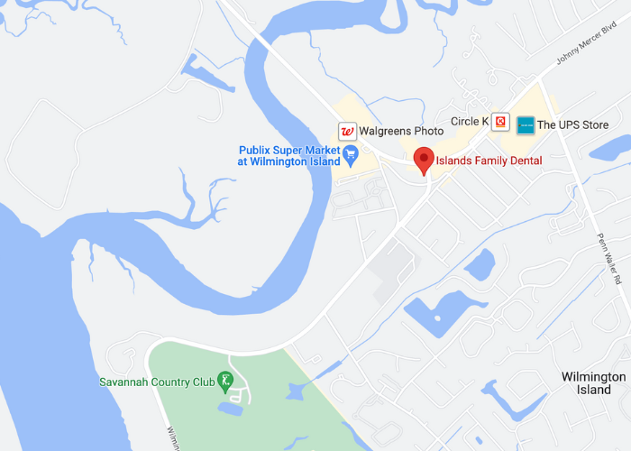 Google map showing location of Islands Family Dental of Habersham Dental Group in Savannah, GA